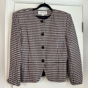 Jones New York Women’s Size 10 Pink and Black Plaid Suit Jacket Preppy Vintage